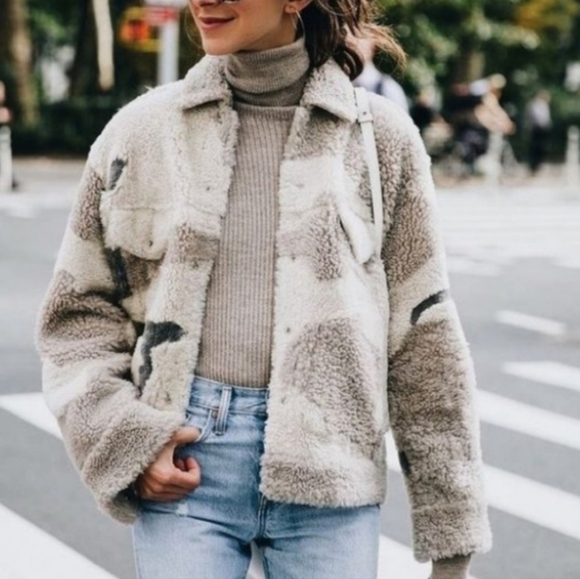 RAG & BONE JAKE LAMB SHEARLING CAMOUFLAGE JACKET - Picture 8 of 9